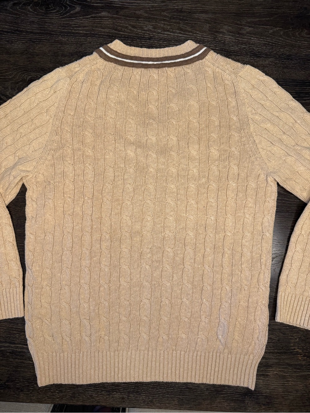 Brooks Brothers 346 Men's XL Beige Linen Cotton Cable Knit Cricket Sweater - Picture 8 of 9